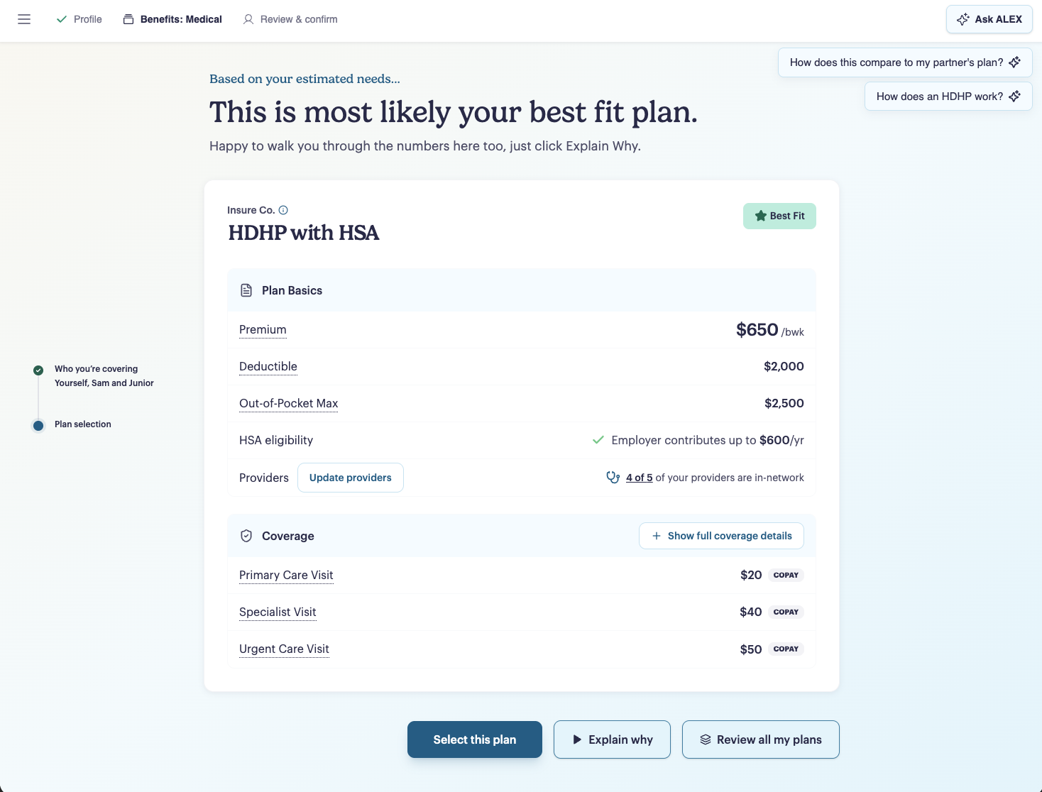 ALEX Home benefits recommendation