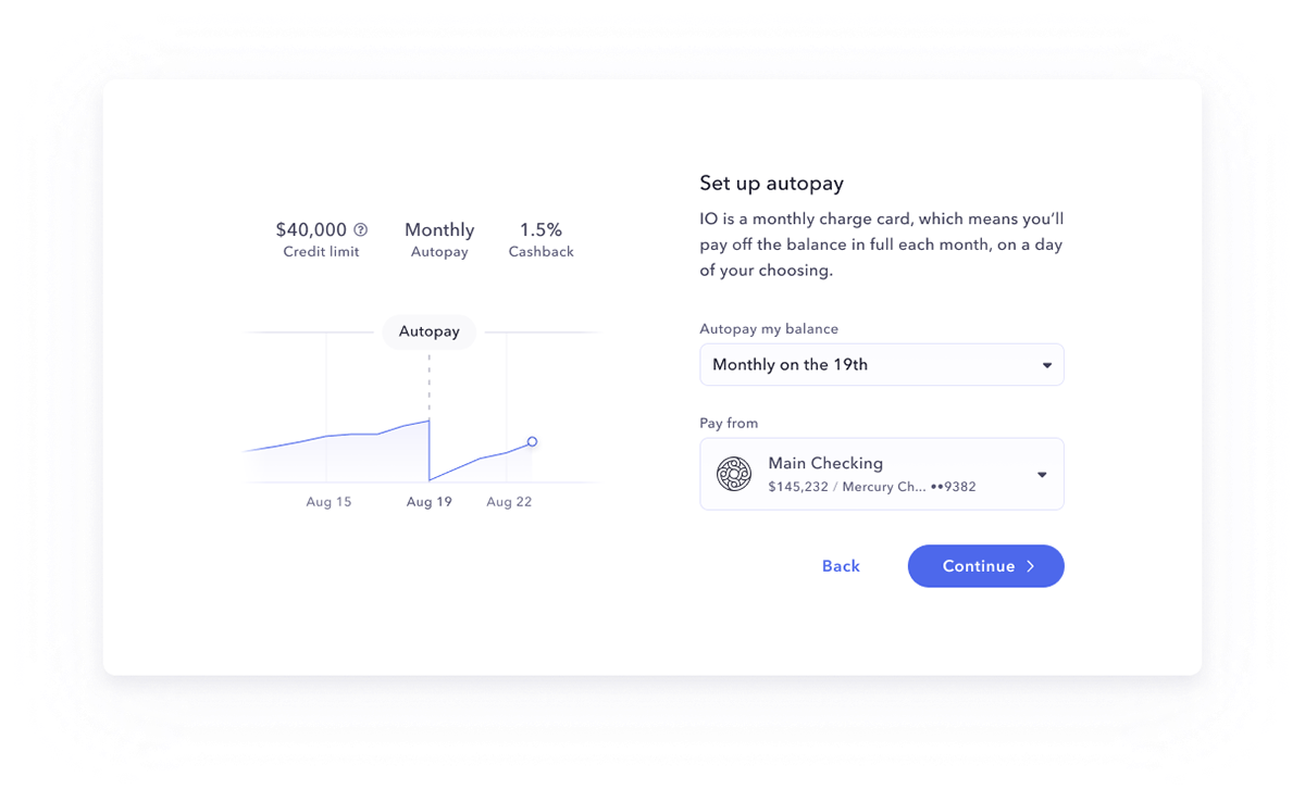 Autopay setup and card issuance