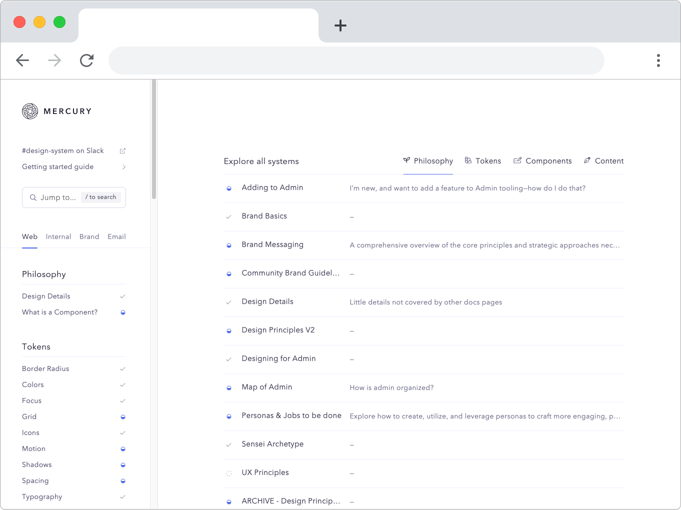 Design system component documentation